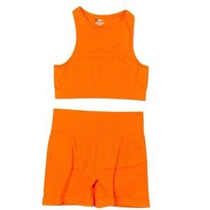 Women’s Flex Rib Crop Top Matching Shorts Set Medium